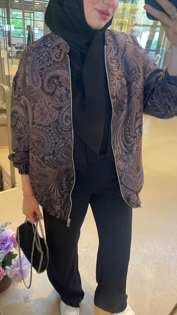 Etnik desen bomber ceket